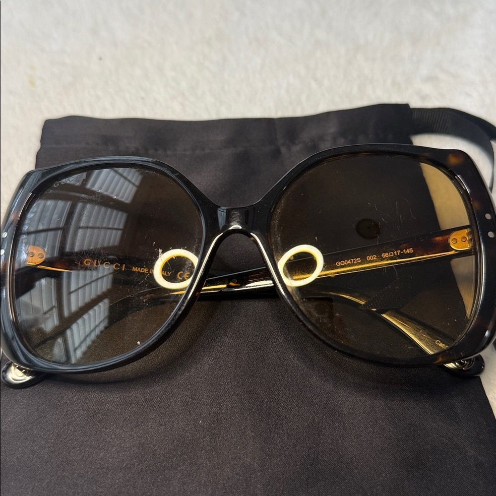 Gucci Nero Sunglasses Oversized Square Frame Havana Brown GG0472S 56-17-145 - Picture 2 of 8